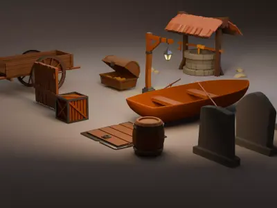 Medieval  Lowpoly Gameready Assets Low-poly 3D model