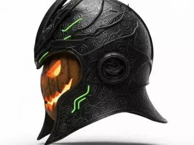 Haunted Jack O Lantern Battle Helmet 3D Model Cursed Headgear Low-poly 3D model