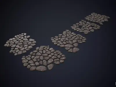 Chunky Cobble Stone Path Road And Flooring Slabs Low-poly 3D model