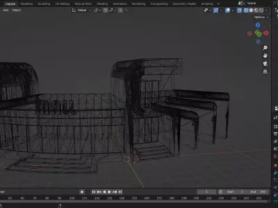 Modern Curved Shopping Mall Exterior Low-poly 3D model