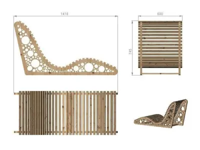 Chaise Lounge Hourglass 3D model