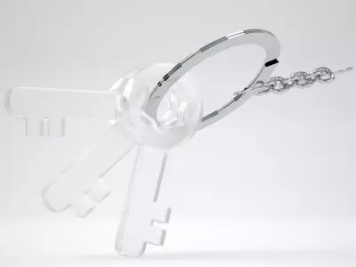 Keychain with Frosted Glass Keys 3D model