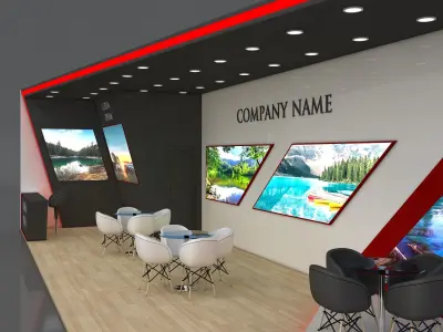 Booth Exhibition Stand Stall 16x4m Height 350 cm 1 Side Open 3D model