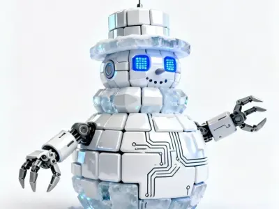 Futuristic Sci-Fi Robotic Snowman 3D Model Low-poly 3D model