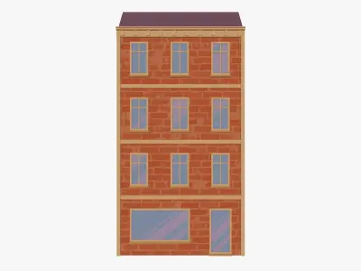 Cartoon Building 4 Low-poly 3D model