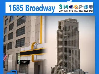 NYC Building 1685 Broadway Theater Low-poly 3D model