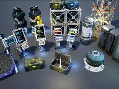 Sci-Fi Props Pack vol 2 Low-poly 3D model