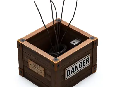 Danger Crate Electronic Device Prop Low-poly 3D model