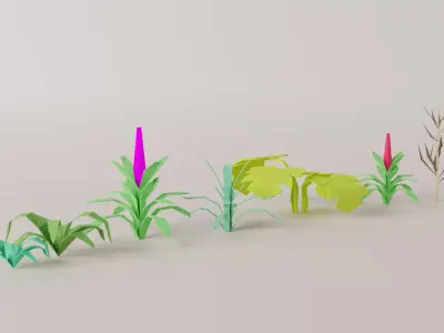 Cartoon Plant Collection Low-poly 3D model