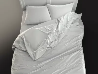 Antique-Style Bed with Realistic Bedding 3D model