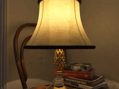 lighting set lamp with candles and lamp shade 3D model