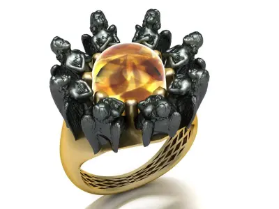 Angel Stone Ring 3D print model