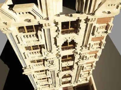 Full 3D model of the exterior of a luxury residential apartment 3D model