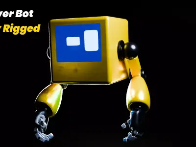 Cute Hover Bot Rigged Low-poly 3D model