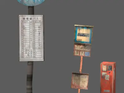 Highway signs Low-poly 3D model