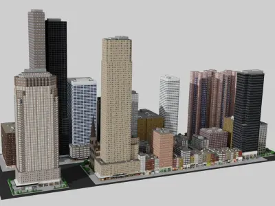City Downtown Skyscraper Low-poly 3D model
