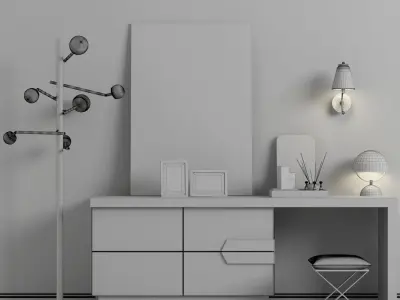 Decorative set modern dresser gold 3D model