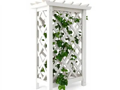 Wooden Planter Trellis with Vines Model Pack Low-poly 3D model