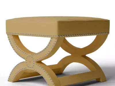 Contemporary Drum Mystic Ottoman in Sunshine Arlo Home Chenille Low-poly 3D model