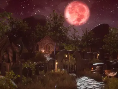 Abandoned Graveyard Low-poly 3D model