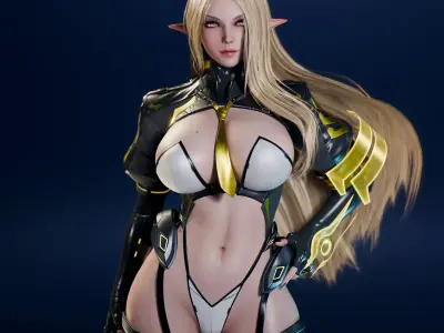 Cyberpunk Elf - Game Ready Low-poly 3D model