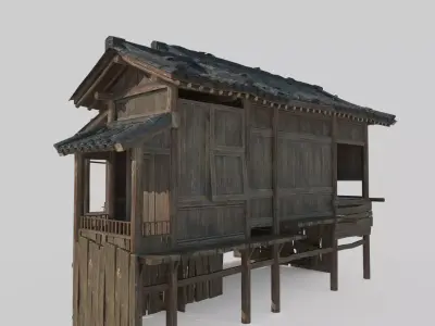 Stilted houses in ancient Asian architecture 3D model
