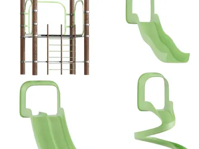 Childrens Play Area 5 Modular Slides Low-poly 3D model