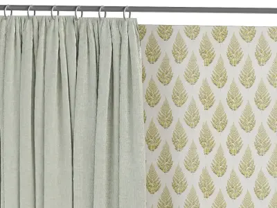 Curtains curtain with pleats and window 3D model