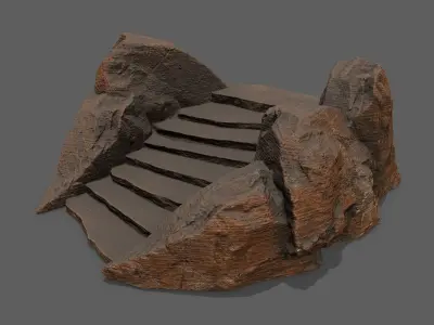 Stairs set of made of rocks Low-poly 3D model