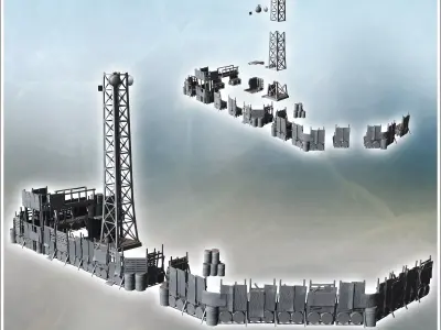 Post-apocalyptic modern fortifications with sheet metal barriers 3D print model