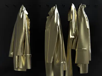 Jackets three coats hanging on wall 3D model