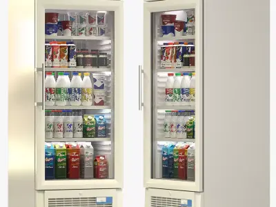 Freezer cabinet with dairy products Low-poly 3D model
