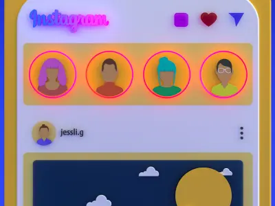 Instagram phone ui interface  3D model
