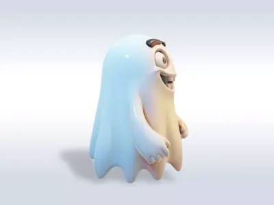 Cheerful Ghost Halloween Character 3D model