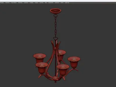 DOVER CHANDELIER WITH SHADES Low-poly 3D model