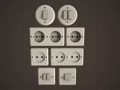 Switches and sockets Low-poly 3D model