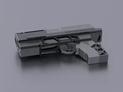 Custom SciFi Armed Pistol Low-poly 3D model