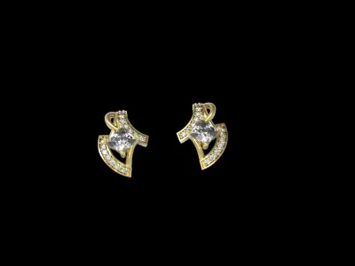 6 Women Earring Pendant Set 3dm STL Render Details 3D print model