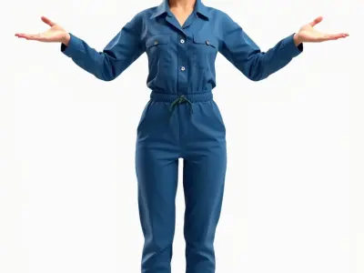 Female Technician Rigged and Animated D Character Model Low-poly 3D model