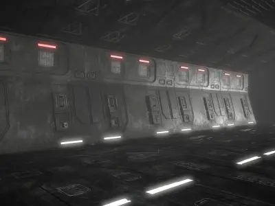 Sci-Fi Corridor Futuristic Low-poly 3D model