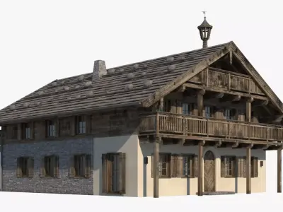 Chalet 3 wooden house 3D model