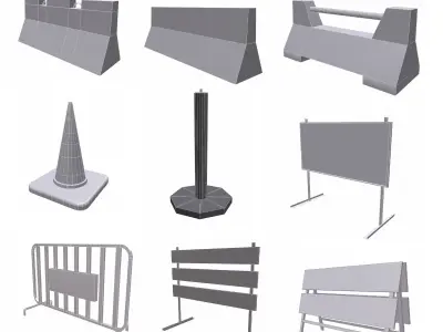 Traffic barriers 3D Model Pack