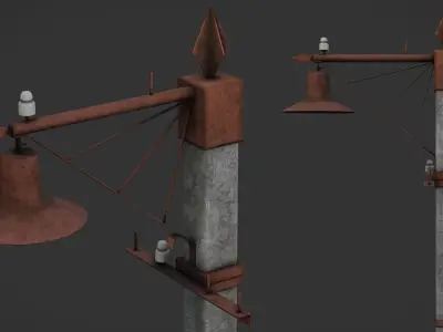 Old Street Lamp Post Pack Low-poly 3D model