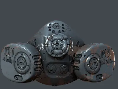 Gas mask helmet 3d model scifi Low-poly Low-poly 3D model 2