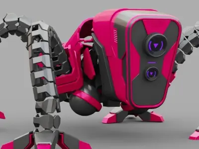 Octopus robot rigged - animated character 3D model