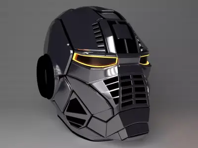 3D Sci-fi space helmet  Low-poly 3D model