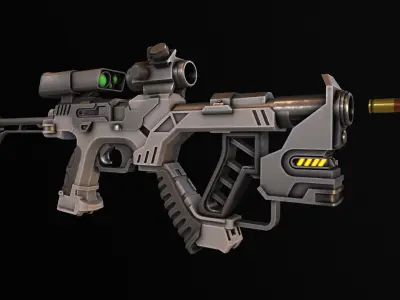 Sci-Fi Gun - Seeker 22 - Modular with Case Low-poly 3D model