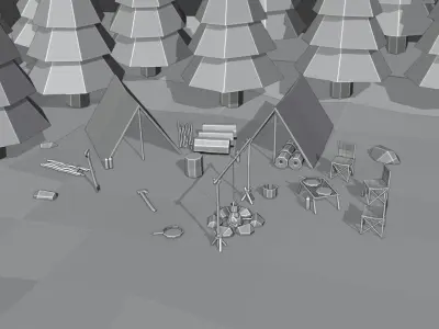 Camping Pack Low Poly Low-poly 3D model