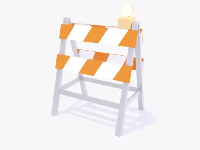 Road Closed Barrier Low-poly 3D model
