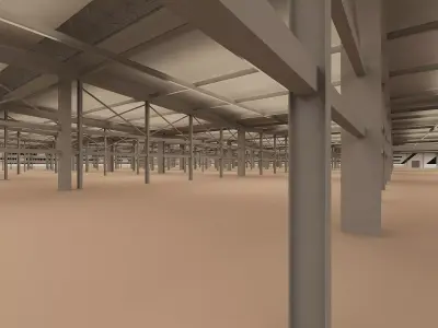 factory warehouse  low poly model free download 3D model